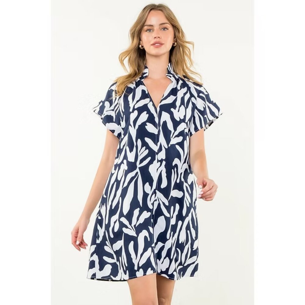 NWOT THML Flutter Sleeve Print Dress